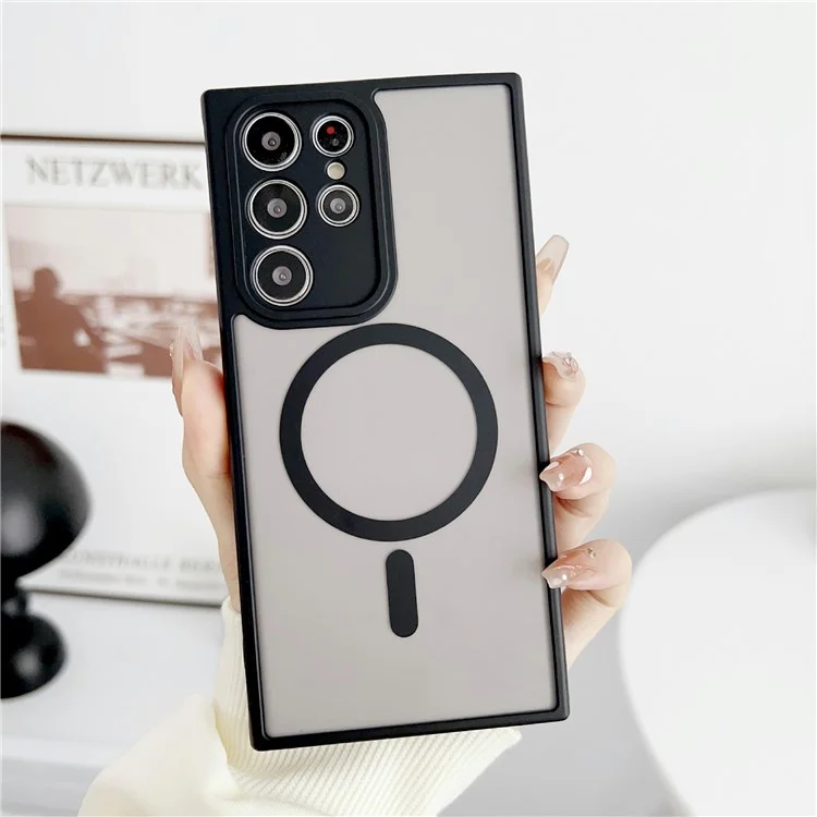 Étui pour Samsung Galaxy S23 Ultra Compatible avec MagSafe TPU + PC Finition Mate au Toucher - Noir
