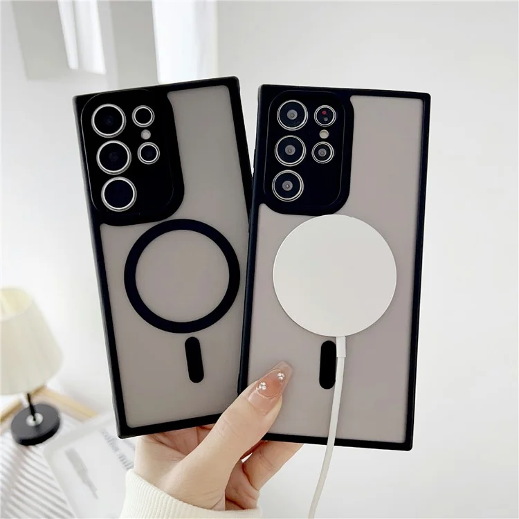 Étui pour Samsung Galaxy S23 Ultra Compatible avec MagSafe TPU + PC Finition Mate au Toucher - Noir