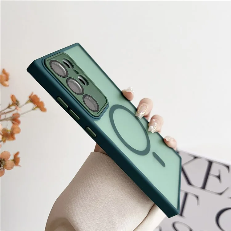 Für Samsung Galaxy S24 Ultra Magnetische Hülle mit Objektivfolie Skin Touch TPU + PC Handyrückseite - Grau
