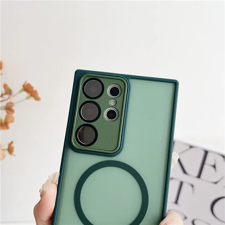 Für Samsung Galaxy S24 Ultra Magnetische Hülle mit Objektivfolie Skin Touch TPU + PC Handyrückseite - Grau