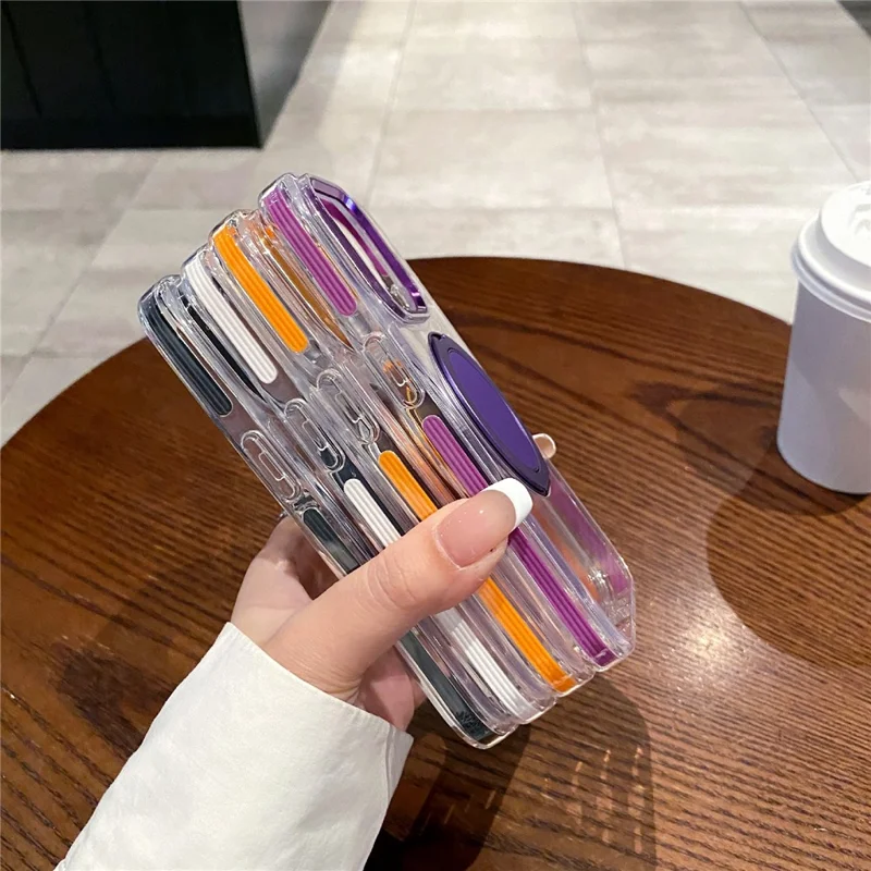For iPhone 14 Pro Max Magnetic Case with Kickstand PC + TPU Clear Phone Back Cover - Purple