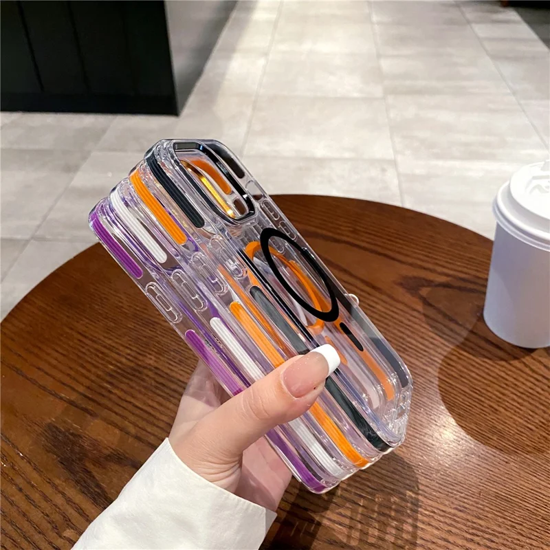 Voor iPhone 15 Pro transparant hoesje compatibel met MagSafe TPU + PC achterkant - Zwart