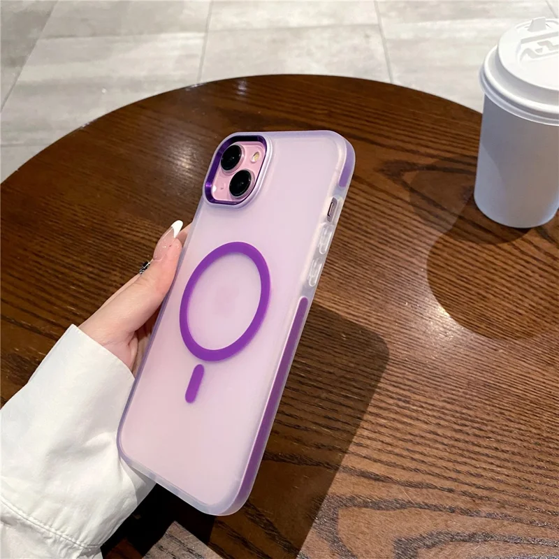 For iPhone 13 Case Compatible with MagSafe TPU + PC Translucent Matte Phone Cover - Purple