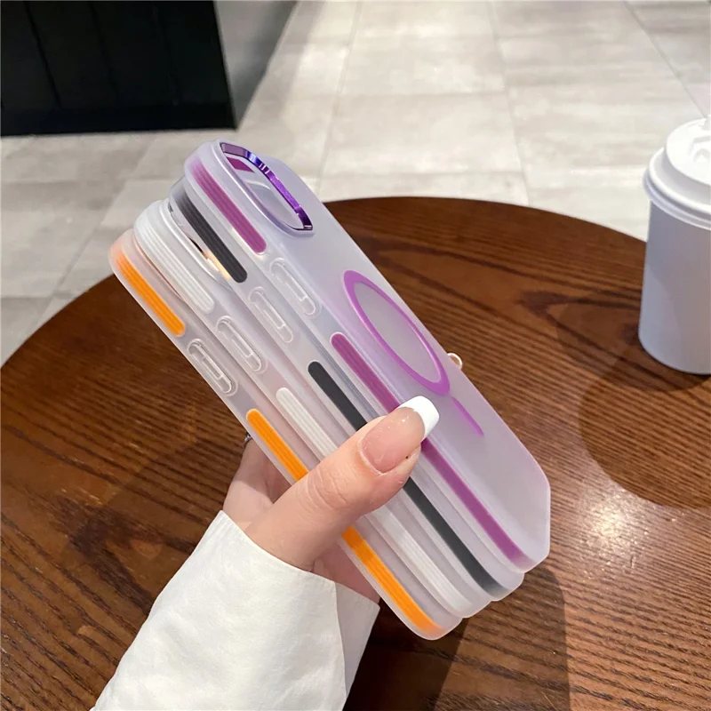 For iPhone 13 Case Compatible with MagSafe TPU + PC Translucent Matte Phone Cover - Purple