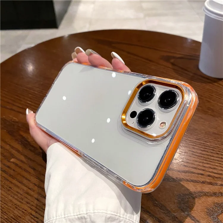 For iPhone 15 Pro Max Phone Case Ultra Clear Shockproof PC + TPU Back Cover - Orange
