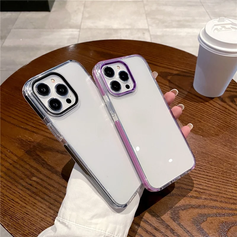 For iPhone 15 Pro Phone Case Ultra Clear Shockproof PC + TPU Back Cover - Purple