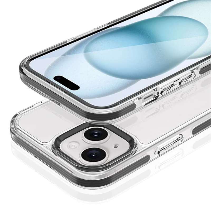 For iPhone 15 Phone Case Ultra Clear Shockproof PC + TPU Back Cover - Black