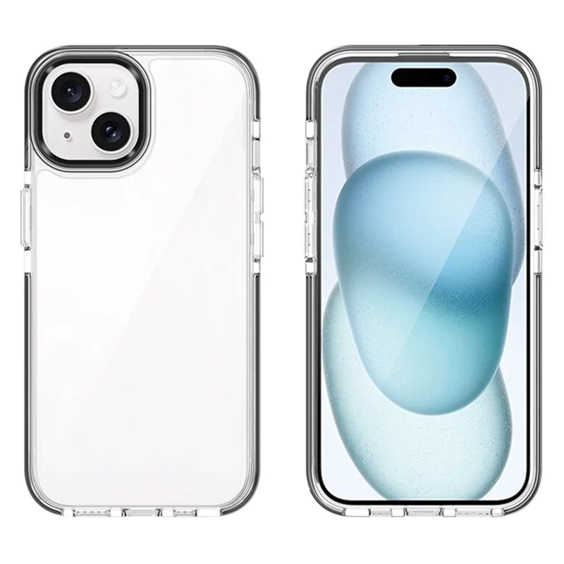 For iPhone 15 Phone Case Ultra Clear Shockproof PC + TPU Back Cover - Black