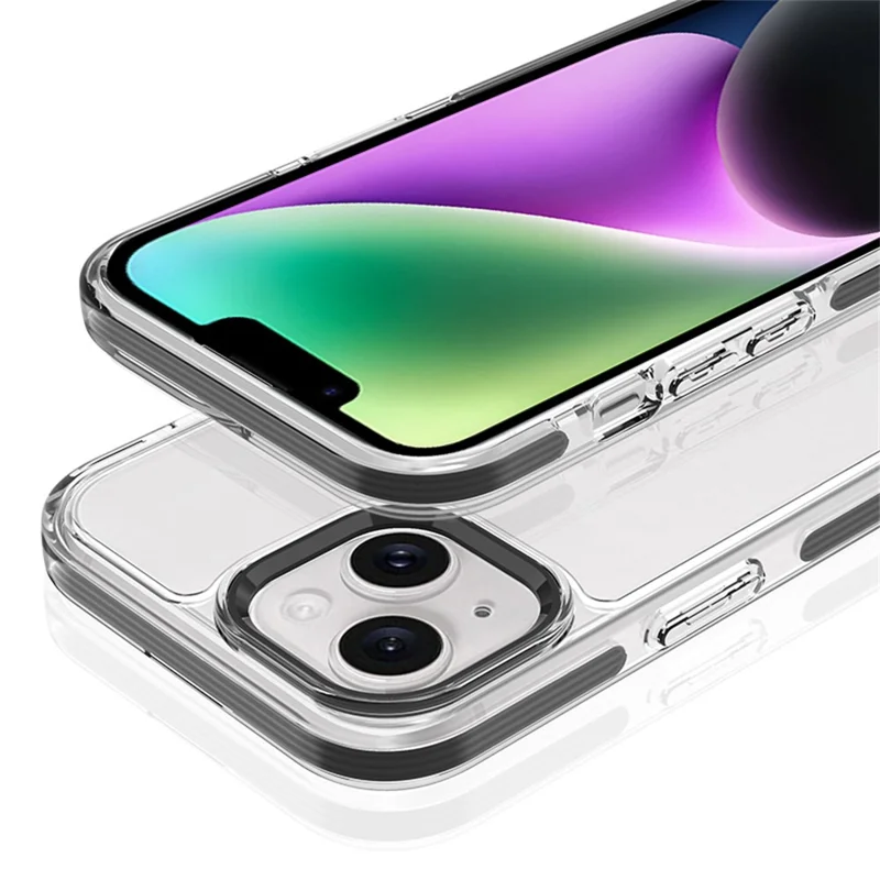 For iPhone 14 Phone Case Ultra Clear Shockproof PC + TPU Back Cover - Black