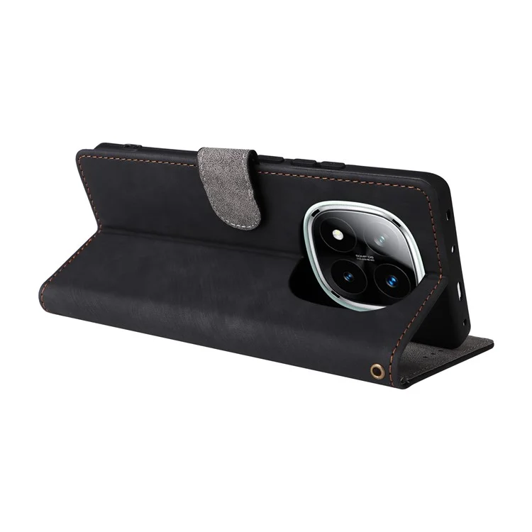 Funda Tipo Cartera para Xiaomi Redmi Note 14 Pro 4G con Bloqueo RFID, Cubierta de Cuero Sintético con Soporte de Visualización - Negro