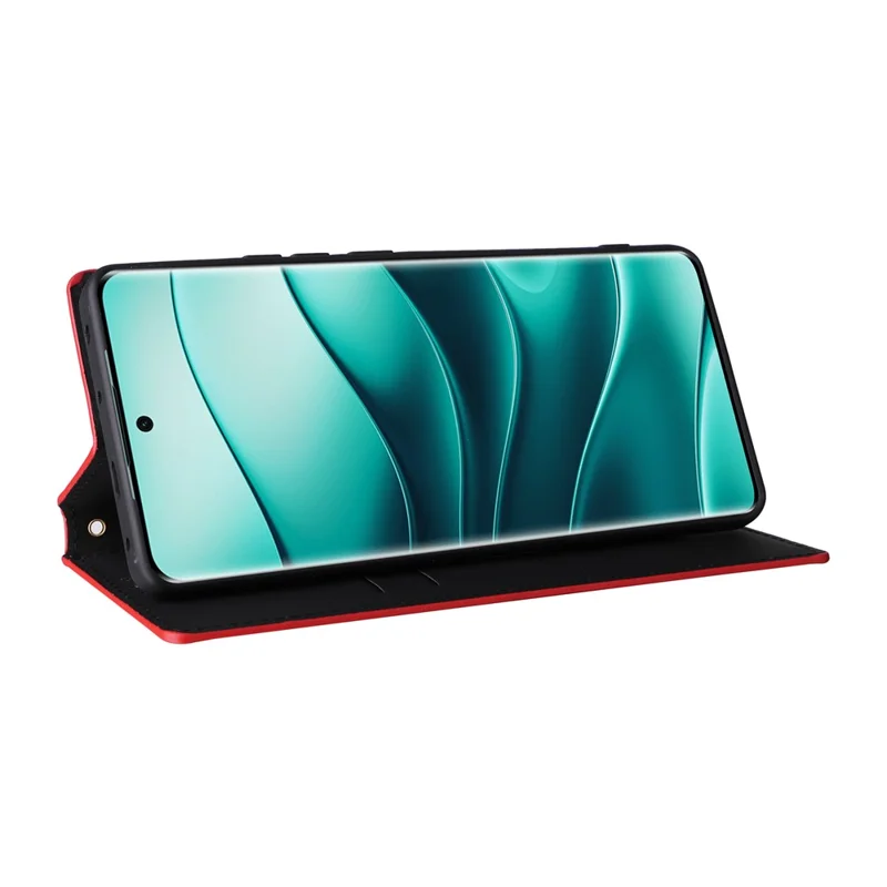 For Xiaomi Redmi Note 14 Pro 4G Wallet Case Rhombus Imprinted Leather Phone Cover - Red