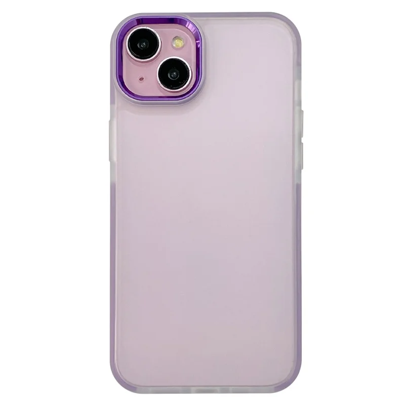 For iPhone 14 Case TPU + PC Translucent Matte Anti Drop Phone Back Cover - Purple