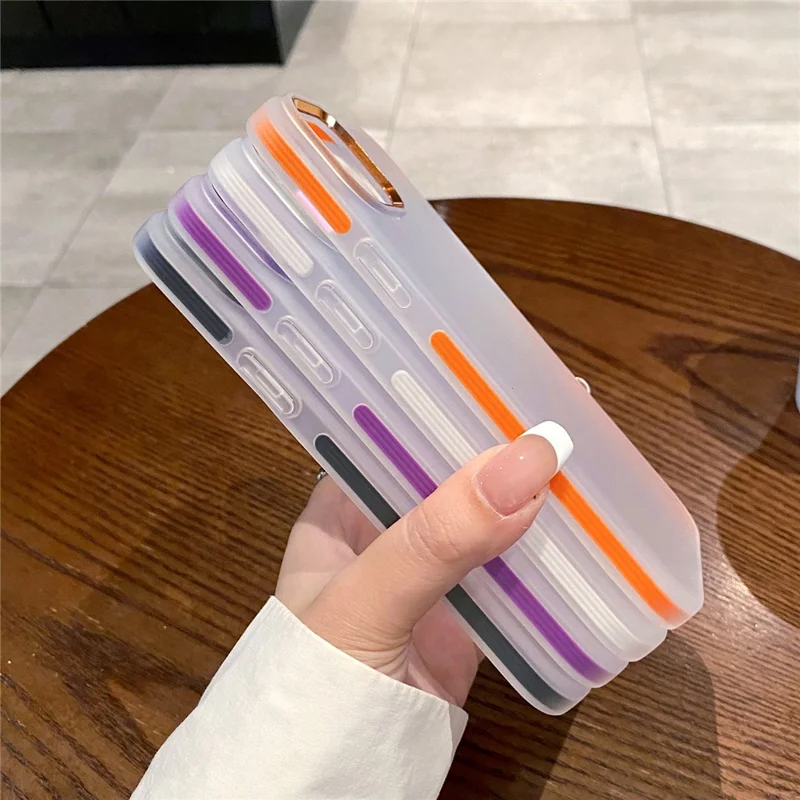 For iPhone 14 Case TPU + PC Translucent Matte Anti Drop Phone Back Cover - Purple