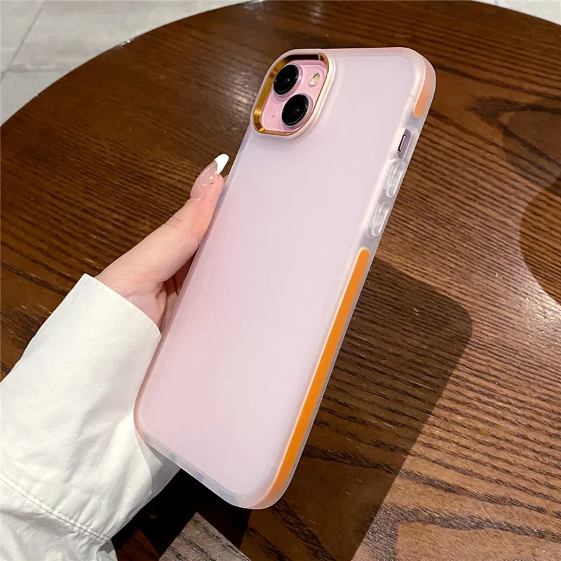 For iPhone 14 Case TPU + PC Translucent Matte Anti Drop Phone Back Cover - Black