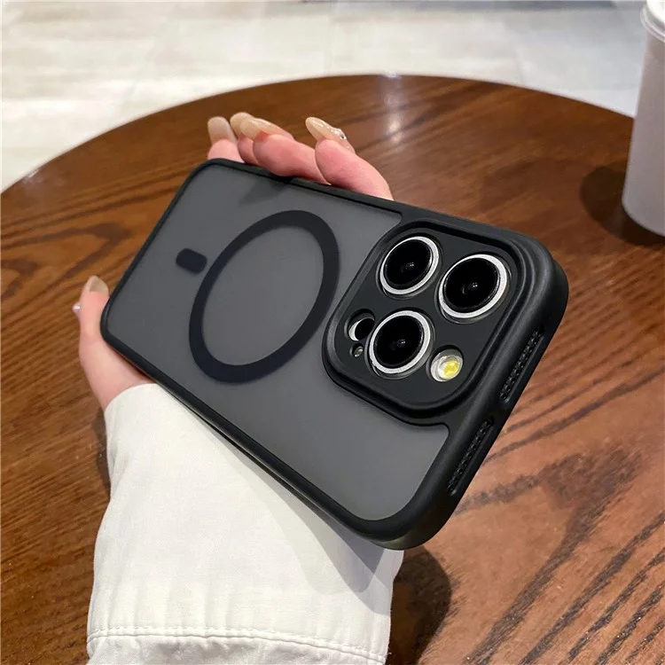 For iPhone 14 Pro Case Compatible with MagSafe PC + TPU Heat Dissipation Back Cover - Black