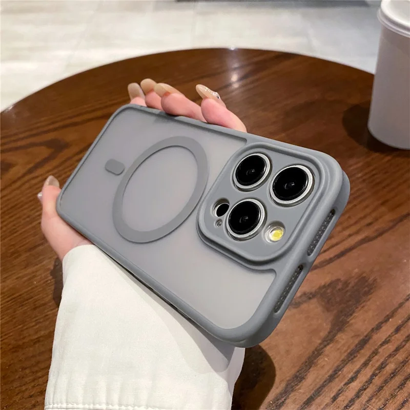 For iPhone 14 Pro Case Compatible with MagSafe PC + TPU Heat Dissipation Back Cover - Grey