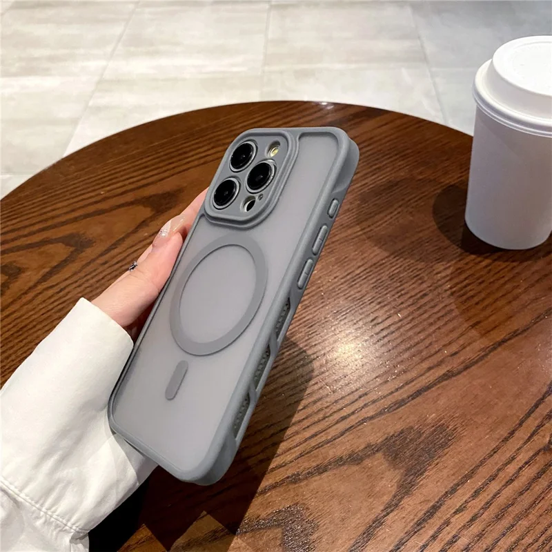 For iPhone 14 Pro Case Compatible with MagSafe PC + TPU Heat Dissipation Back Cover - Grey