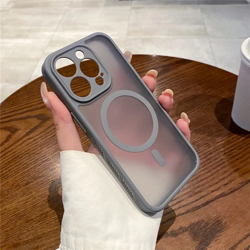 For iPhone 14 Pro Case Compatible with MagSafe PC + TPU Heat Dissipation Back Cover - Grey