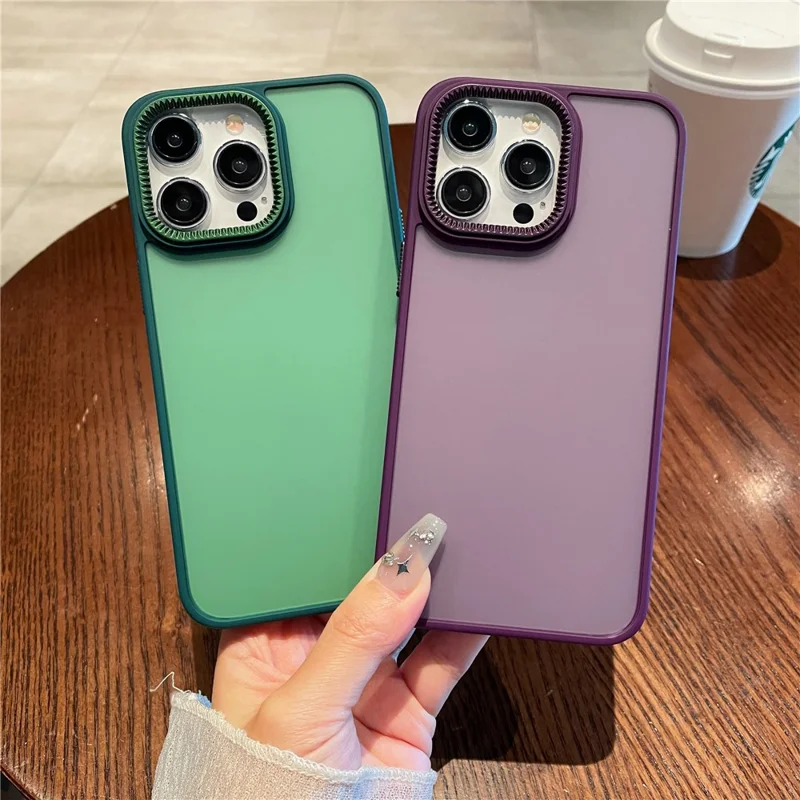 For iPhone 14 Pro Case Gear Inspired Design PC + TPU Skin Touch Phone Cover - Dark Blue