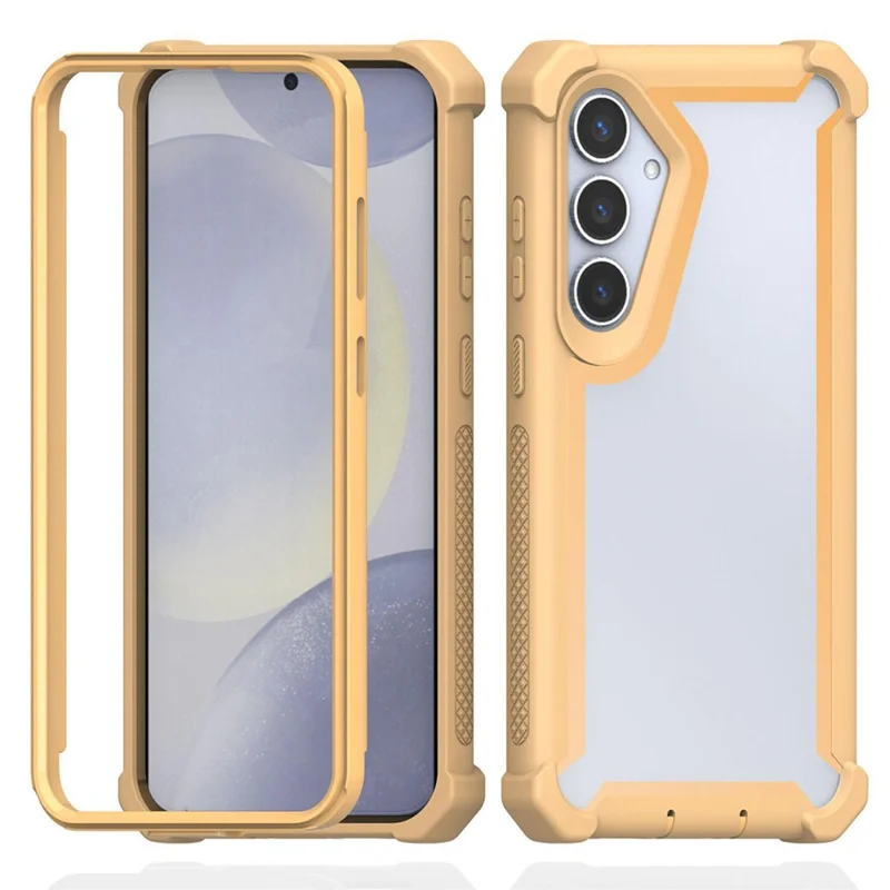 For Samsung Galaxy S24 Case Reinforced Corner Design TPU + PC Shockproof Phone Cover - Gold