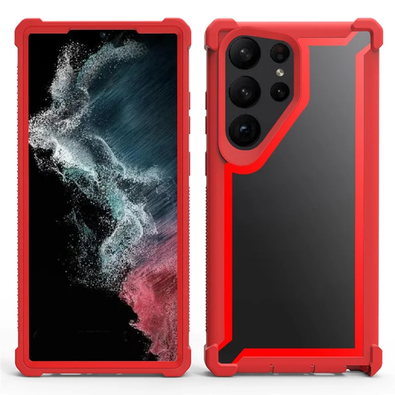 For Samsung Galaxy S25 Ultra Case Reinforced Corner Design TPU + PC Shockproof Phone Cover - Red