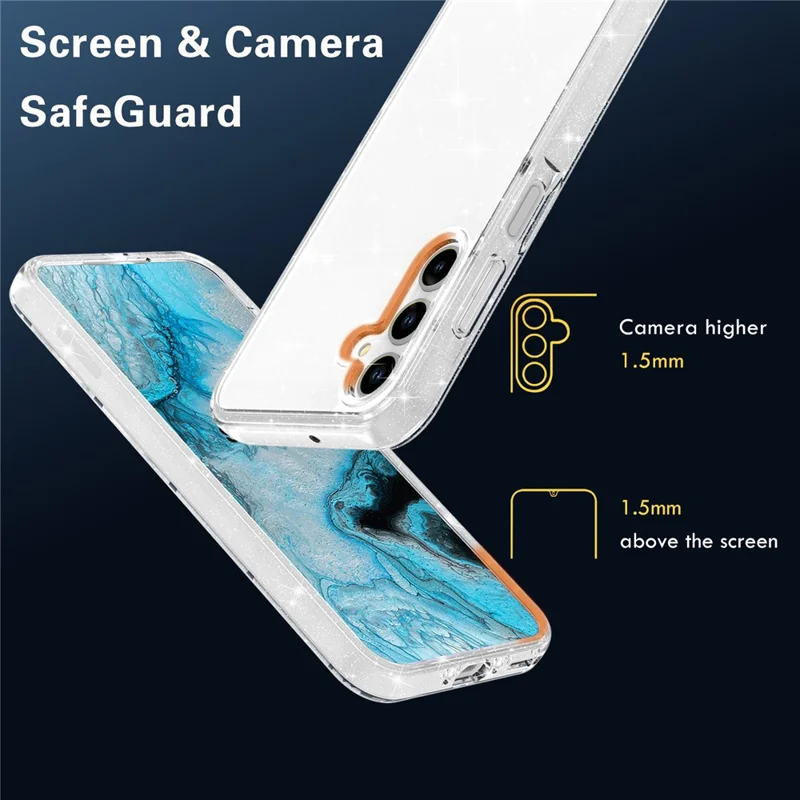 For Samsung Galaxy A17 5G / A26 5G Case Sparkly Powder Glitter Shiny Soft TPU + Hard PC Back Cover - White