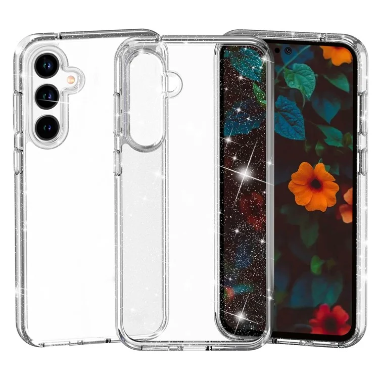 For Samsung Galaxy A36 5G / A56 5G Case Sparkly Powder Glitter Shiny Soft TPU + Hard PC Back Cover - White