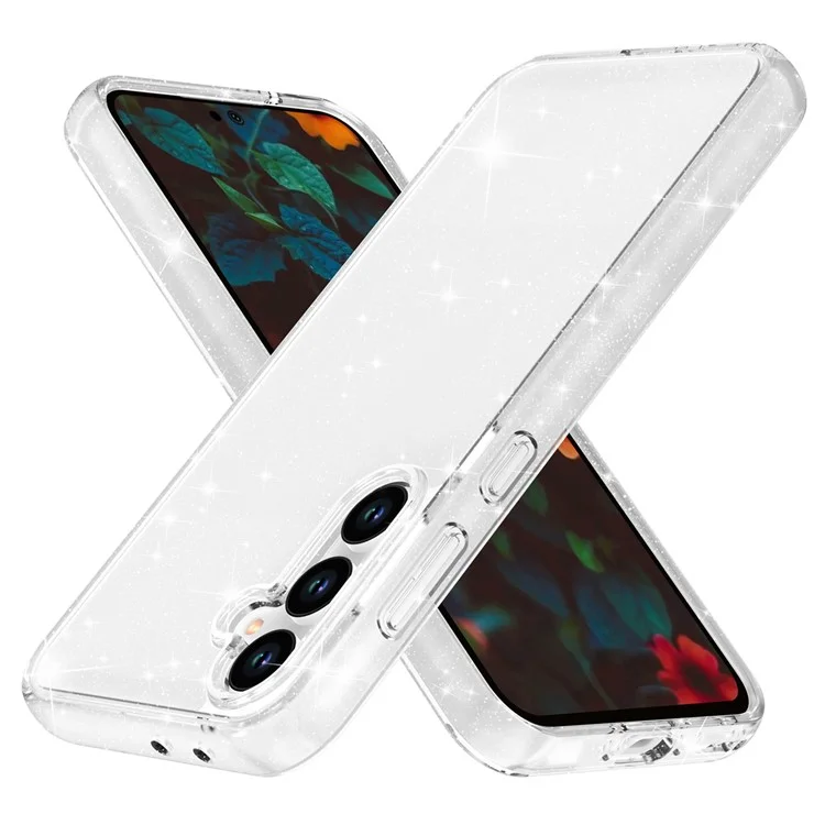For Samsung Galaxy A36 5G / A56 5G Case Sparkly Powder Glitter Shiny Soft TPU + Hard PC Back Cover - White