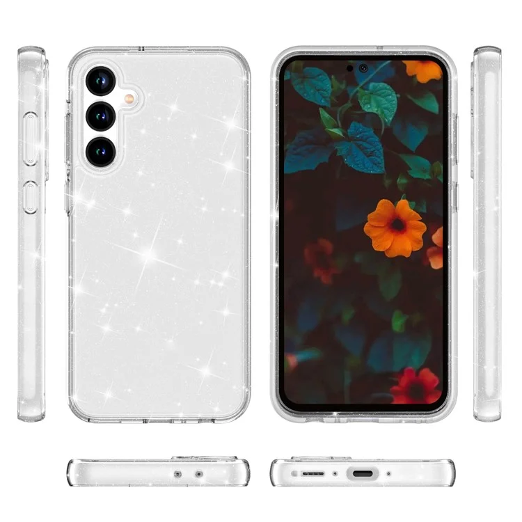 For Samsung Galaxy A36 5G / A56 5G Case Sparkly Powder Glitter Shiny Soft TPU + Hard PC Back Cover - White