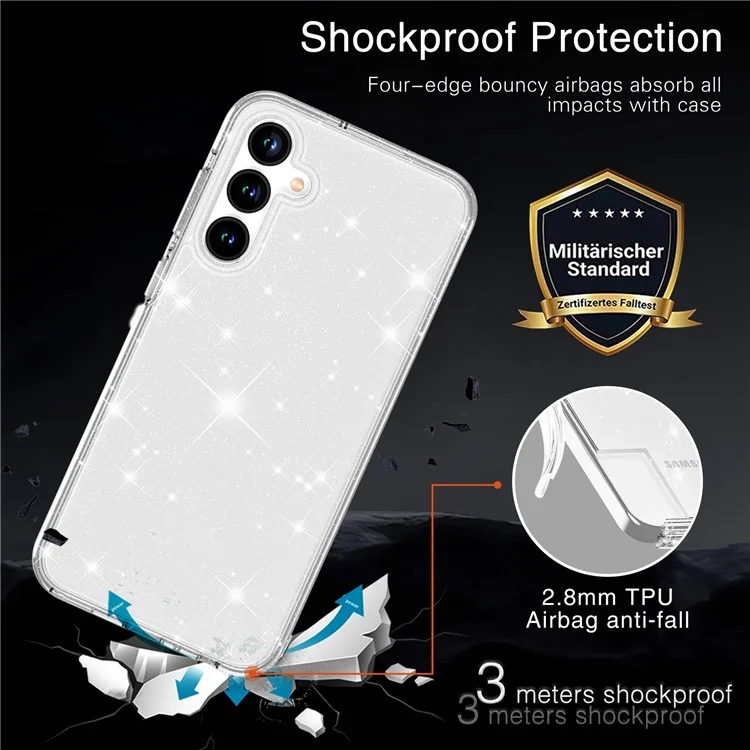 For Samsung Galaxy A36 5G / A56 5G Case Sparkly Powder Glitter Shiny Soft TPU + Hard PC Back Cover - White