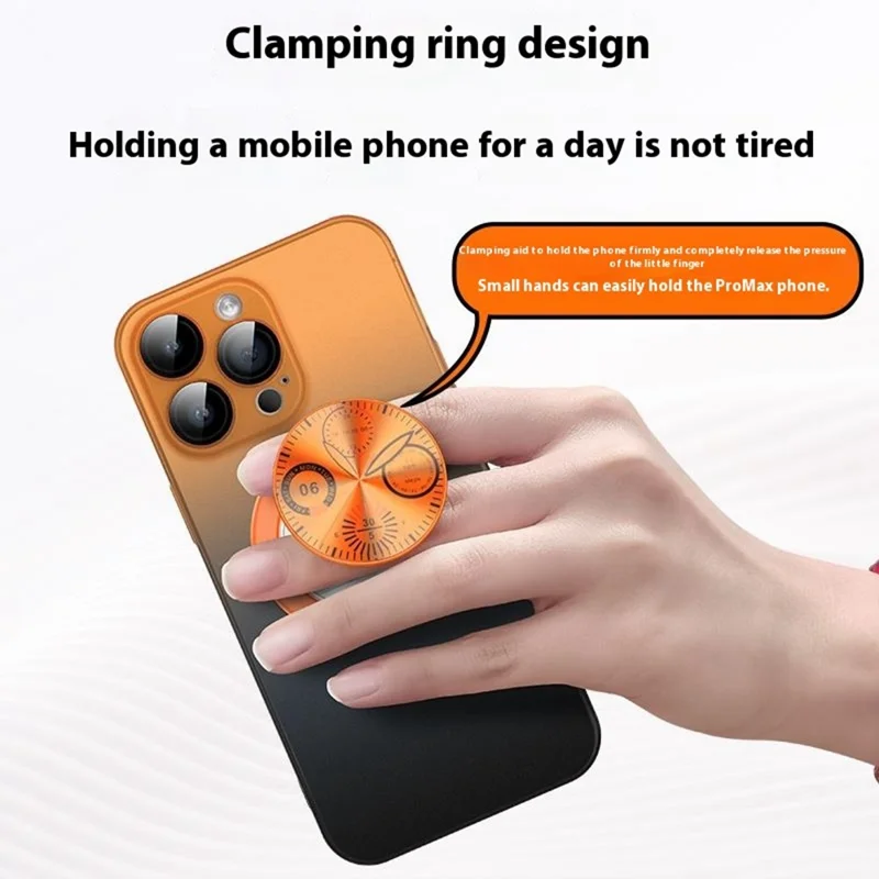 For iPhone 15 Pro Case Dial Kickstand Gradient Color Hard PC Phone Case - Orange + Black