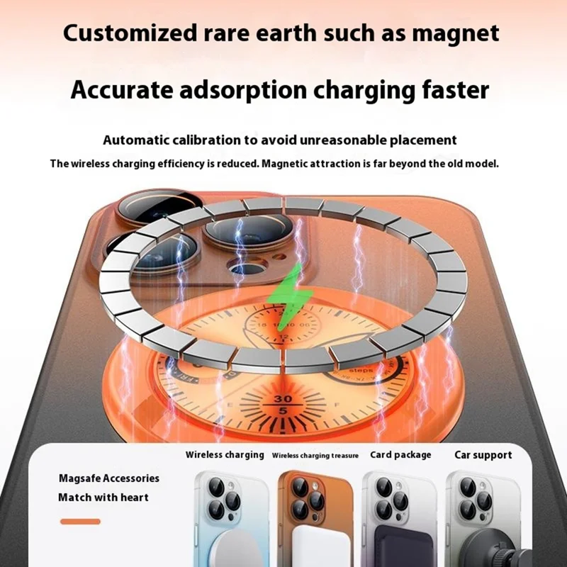 For iPhone 15 Pro Case Dial Kickstand Gradient Color Hard PC Phone Case - Orange + Black