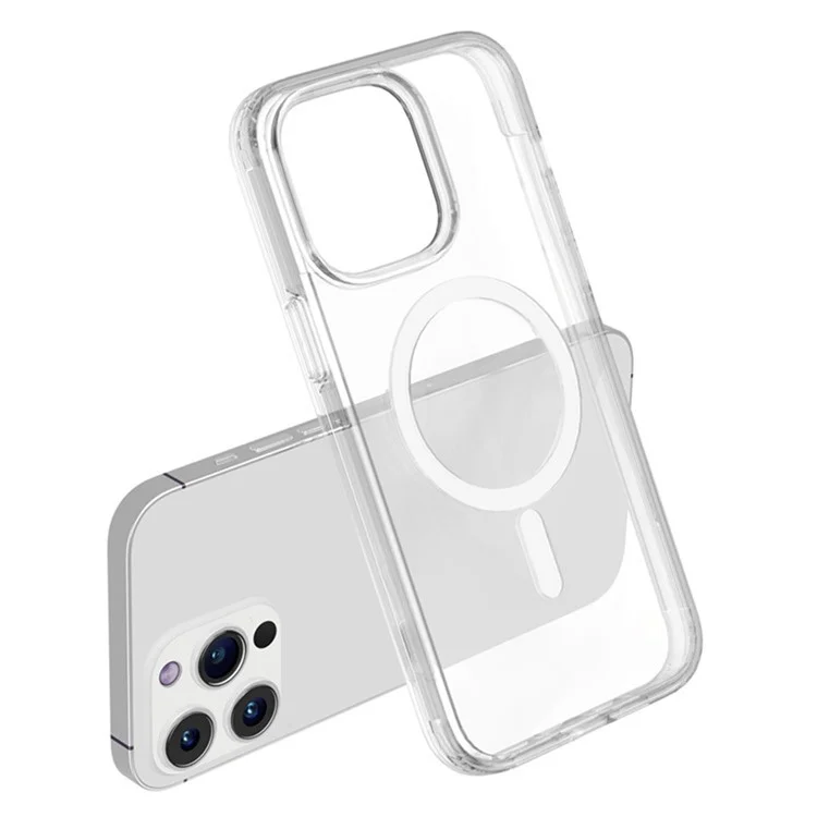 For iPhone 12 Pro Max Magnetic Case Compatible with MagSafe PC + TPU Clear Phone Cover - Transparent