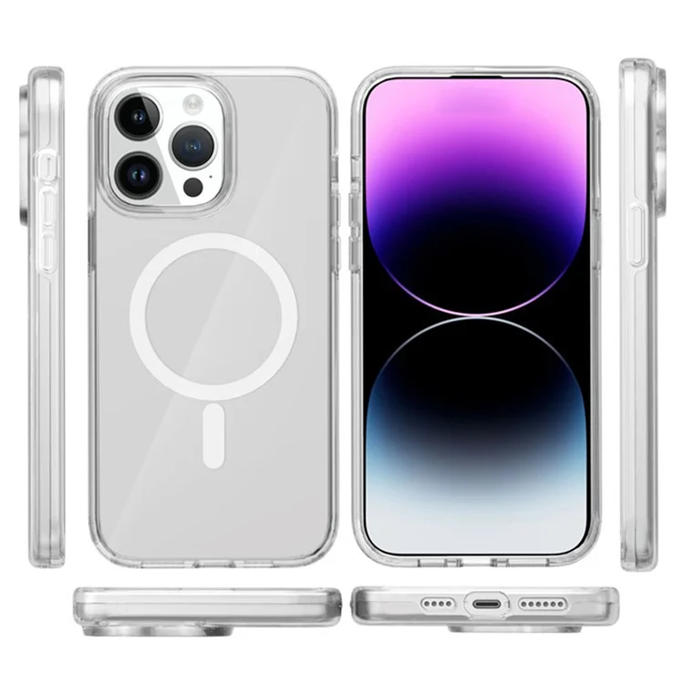 For iPhone 12 Pro Max Magnetic Case Compatible with MagSafe PC + TPU Clear Phone Cover - Transparent