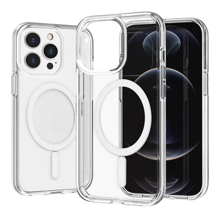 Pour iPhone 14 Pro Étui magnétique compatible avec MagSafe PC + Coque de téléphone TPU transparente - Transparent