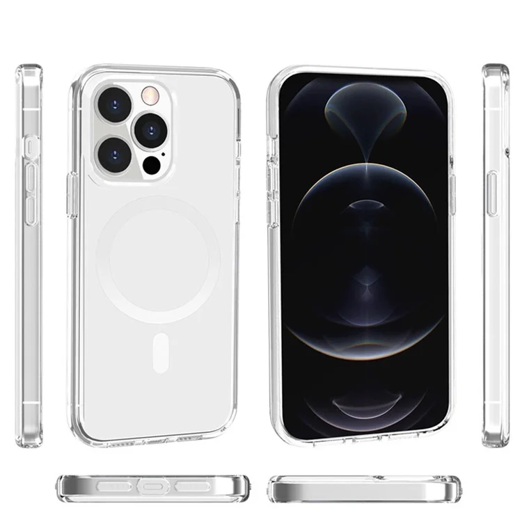 Pour iPhone 14 Pro Étui magnétique compatible avec MagSafe PC + Coque de téléphone TPU transparente - Transparent
