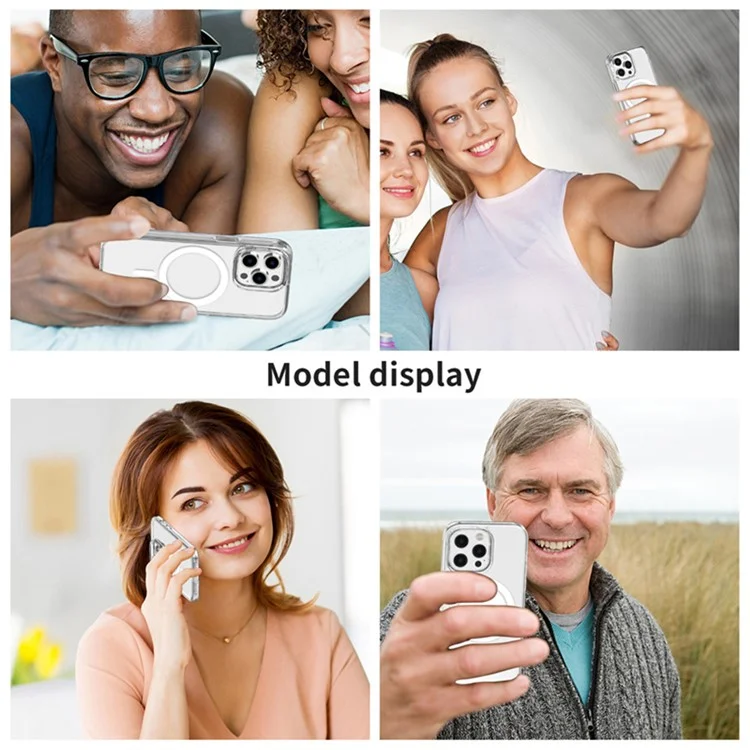 Pour iPhone 14 Pro Étui magnétique compatible avec MagSafe PC + Coque de téléphone TPU transparente - Transparent