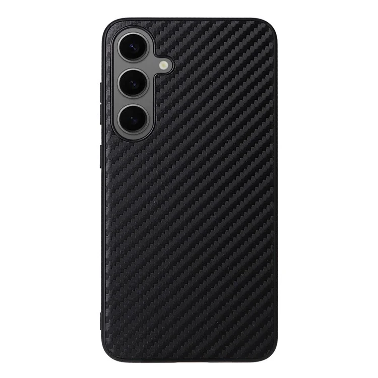 For Samsung Galaxy S25+ Case PU Leather+TPU+PC Phone Back Cover - Carbon Fiber Texture