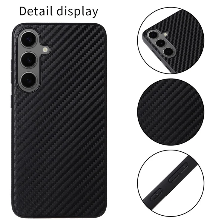 For Samsung Galaxy S25+ Case PU Leather+TPU+PC Phone Back Cover - Carbon Fiber Texture