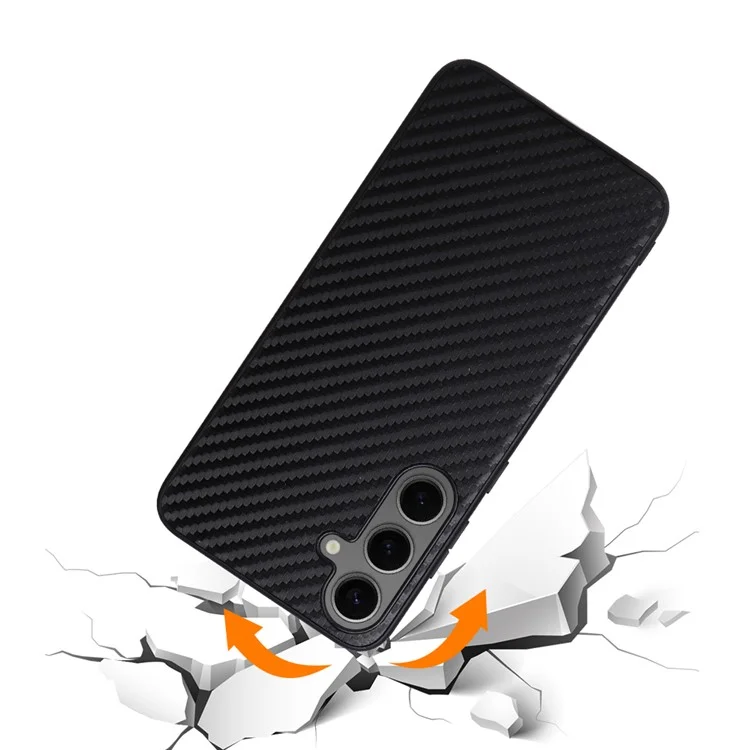 For Samsung Galaxy S25+ Case PU Leather+TPU+PC Phone Back Cover - Carbon Fiber Texture