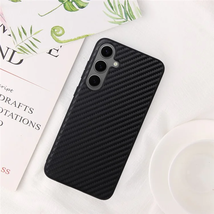 For Samsung Galaxy S25+ Case PU Leather+TPU+PC Phone Back Cover - Carbon Fiber Texture