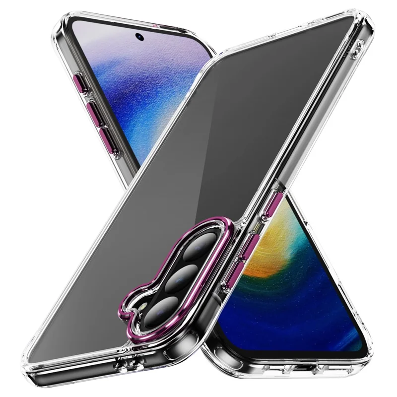 For Samsung Galaxy A36 5G Case Crystal Clear PC + TPU Shockproof Phone Cover - Pink