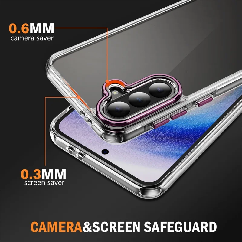 For Samsung Galaxy A36 5G Case Crystal Clear PC + TPU Shockproof Phone Cover - Pink