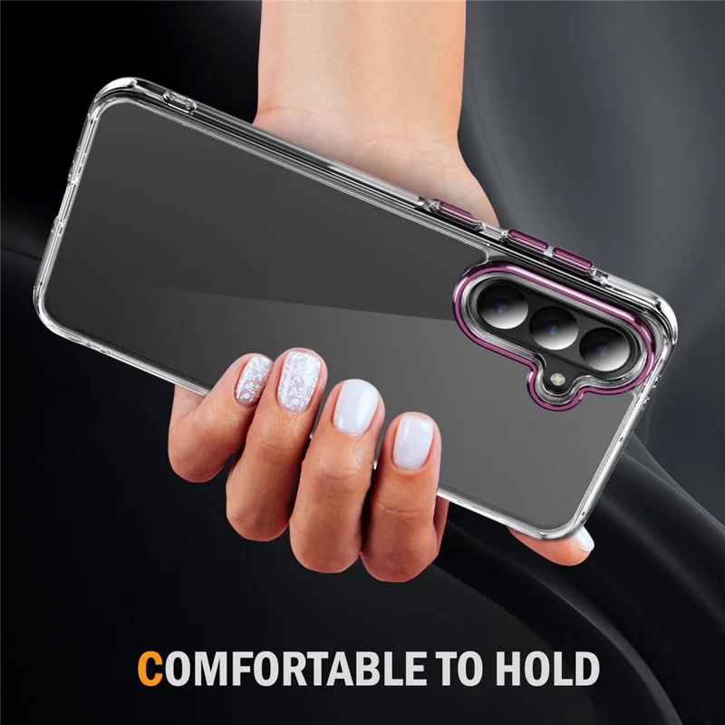 For Samsung Galaxy A36 5G Case Crystal Clear PC + TPU Shockproof Phone Cover - Pink