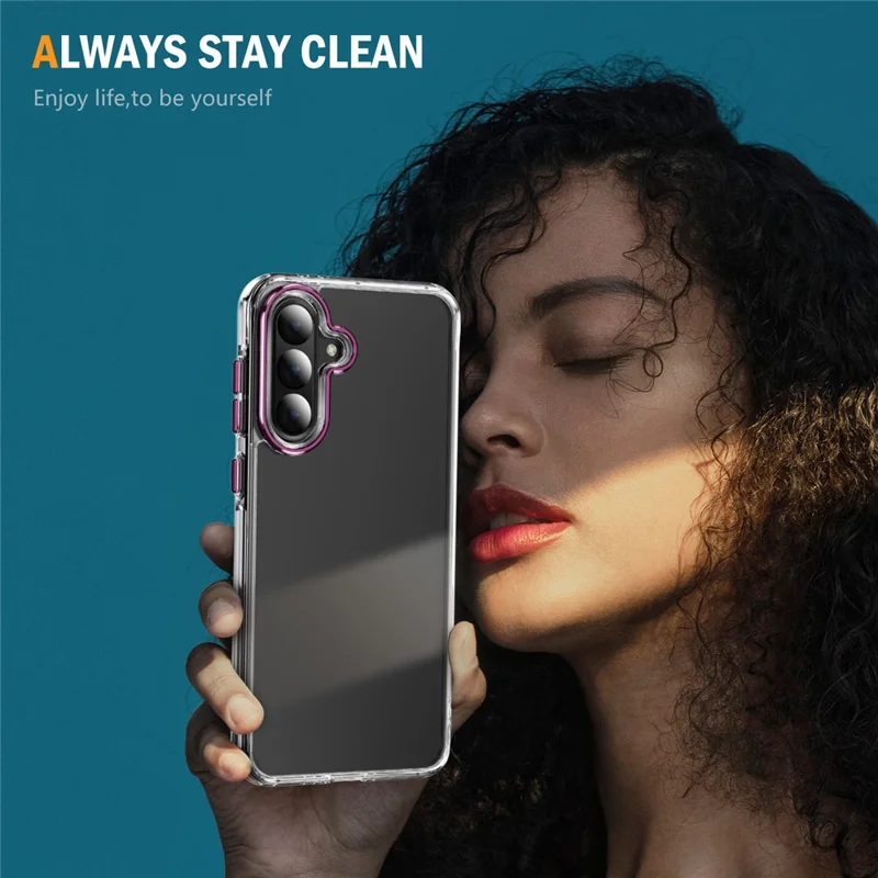 For Samsung Galaxy A36 5G Case Crystal Clear PC + TPU Shockproof Phone Cover - Pink
