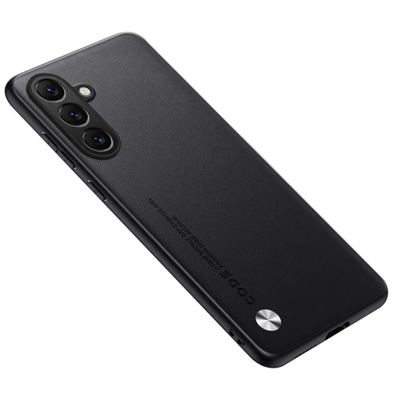 Voor Samsung Galaxy A55 5G Hoesje Anti-Val TPU + PU Leren Structuur Telefoon Beschermhoes - Zwart