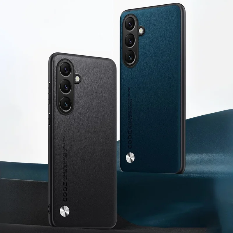 Voor Samsung Galaxy A55 5G Hoesje Anti-Val TPU + PU Leren Structuur Telefoon Beschermhoes - Zwart