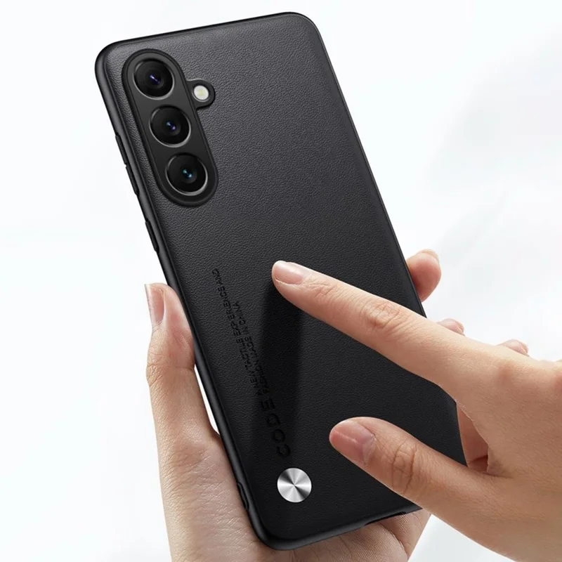 Voor Samsung Galaxy A55 5G Hoesje Anti-Val TPU + PU Leren Structuur Telefoon Beschermhoes - Zwart