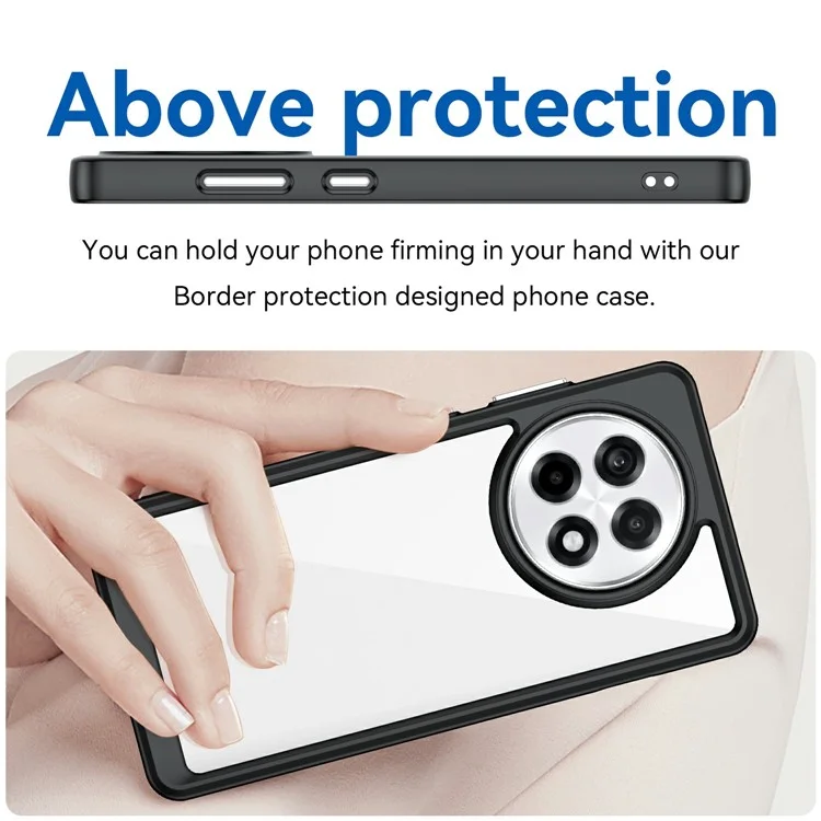 Capa para OnePlus 13R 5G / Ace 5 5G / Ace 5 Pro 5G em TPU + Acrílico, Capa Protetora Transparente para Celular - Preto