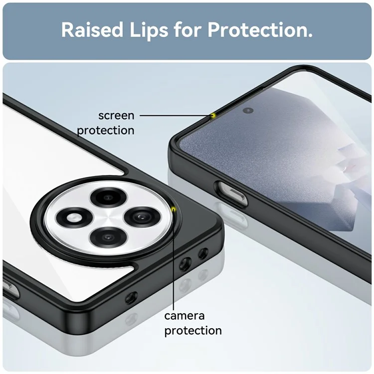 Capa para OnePlus 13R 5G / Ace 5 5G / Ace 5 Pro 5G em TPU + Acrílico, Capa Protetora Transparente para Celular - Preto